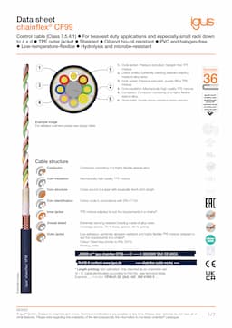 Technical data sheet chainflex® control cable CF99