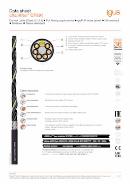Technical data sheet chainflex® control cable CF891