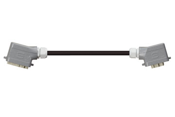 Han 6B Tülle (Stift) auf Han 6B Tülle (Buchse), Längsbügel, beidseitig gewinkelt, PVC 12,5 x d