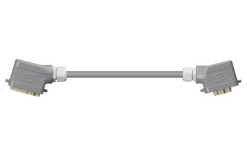 Han 6B Tülle (Stift) auf Han 6B Tülle (Buchse), Längsbügel, beidseitig gewinkelt, PVC 7,5 x d