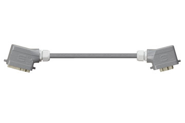 Han 6B Tülle (Stift) auf Han 6B Tülle (Buchse), Längsbügel, beidseitig gewinkelt, PUR 6,8 x d