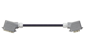 Conector carcasa Han 6B (pin) a conector carcasa(contacto) Han 6B, palanca de bloqueo individual en ambos lados, angulado, PUR 10 x d