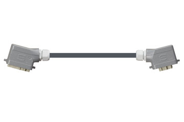 Conector carcasa Han 6B (pin) a conector carcasa (contacto) Han 6B, palanca de bloqueo individual en ambos lados, angulado, TPE, ignífugo