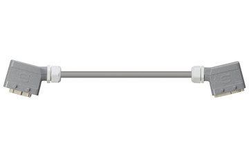 Conector carcasa Han 10B (pin) a conector carcasa(contacto) Han 10B, palanca de bloqueo doble en ambos lados, angulado, PVC 7,5 x d