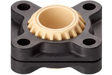 Cojinete con valona de 4 agujeros de montaje y carcasa separable, igubal® KFSM GT, bola esférica de iglidur® J