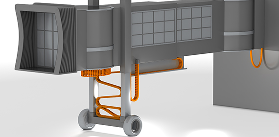 Passerelle d'embarquement avec produits igus