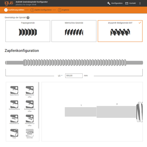 Gewindespindel Konfigurator