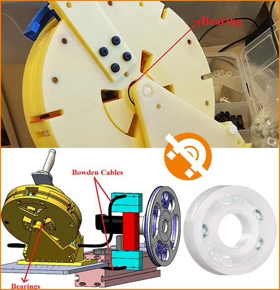 MRI rehab device with xiros® polymer ball bearings