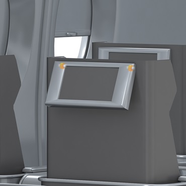 Intérieur d'avion : paliers lisses iglidur dans une fixation d'écran