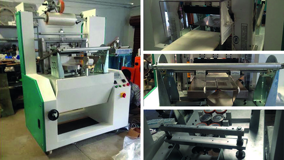 Film packaging machine for fruit and vegetables