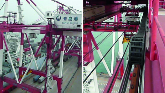 Container crane with energy chain