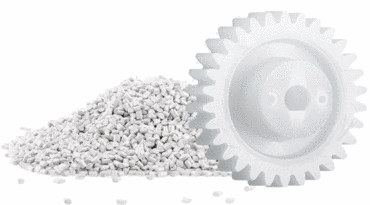 Pile of granulate with plastic gear