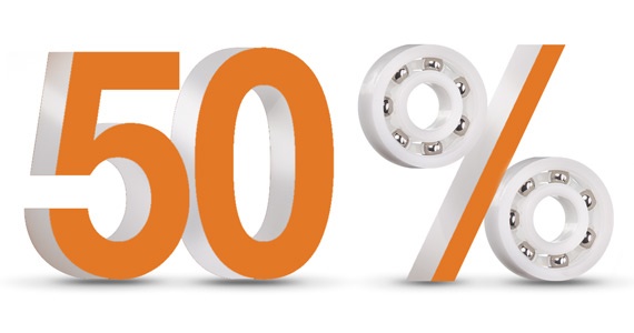Up to 50% more cost-effective than metal ball bearings